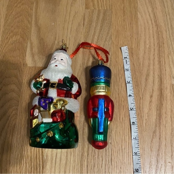 European Blown Glass Christmas Ornament Bundle Santa Claus Nutcracker Soldier - Picture 6 of 6